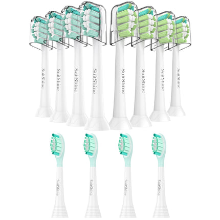 SuitShine Replacement Toothbrush Heads Compatible with Philips Sonicare and More Click-on Handles 6 Pack White