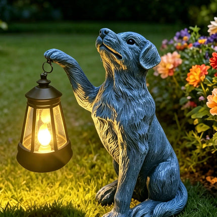 YODY Garden Statues Outdoor Garden Decor: Dog Statue with Solar Lantern for Yard Art Lawn Ornaments Porch Patio Balcony Home House - Birthday Gifts for Grandma Mom Women