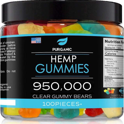 Purganic Hemp Gummies – Helps Support Sleep, Peace and Relaxation - High Strength and Support All Natural Tasty Fruit Flavors - Made in USA – 100ct