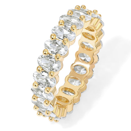 PAVOI 14K Yellow Gold Plated Rings Oval Cubic Zirconia Love Ring for Women