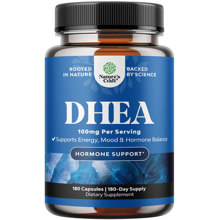 DHEA Supplement for Women & Men - DHEA 100mg per Serving Capsules for Hormone Balance - Promotes Mood Stability Healthy Brain Function & Energy - Dehydroepiandrosterone Capsules - 180 Count