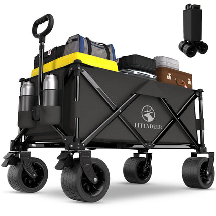 Littadeer Folding Beach Wagons Carts Foldable, 330LBS Weight Capacity