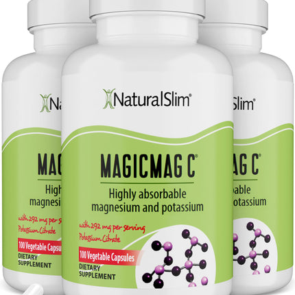 MagicMag C by NaturalSlim, Magnesium Citrate Capsules for Muscle Relaxation, Sleep Quality, Nerve Function & Electrolyte Support, Daily Magnesium Supplement for Men and Women, 100 Capsules