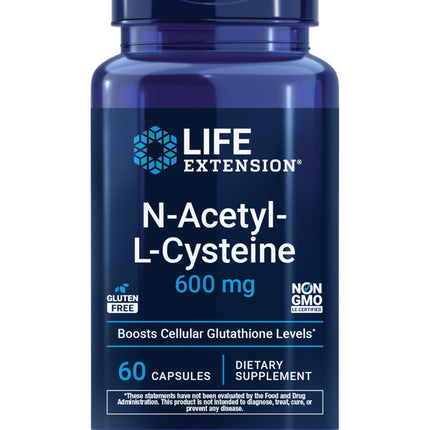 Life Extension N-Acetyl-L-Cysteine (NAC), Immune, Respiratory, Liver Health, NAC 600 mg, Potent antioxidant Support, Free-radicals, Easy to Absorb, 60 Capsules