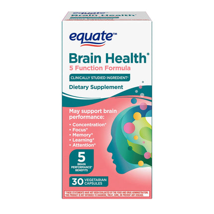 Convergence Equate Brain Health 5 Function Formula Capsules Dietary Supplement, 30 CountWith Decaffeinated Coffee Fruit Extract and clinically Studied phosphatidylserine