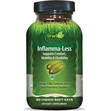 Irwin Naturals Inflamma-Less - Turmeric Extract & Omega-3 Fish Oil - Joint Supplements for Men & Women - Supports Mobility & Comfort - Promotes Healthy Inflammatory Response – 80 Liquid Soft-Gels