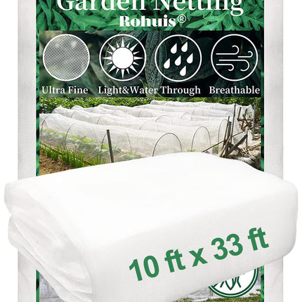 Garden Netting for Raised Beds, 10 ft x 33 ft Ultra Fine Mesh Mosquito Net Pest Barrier Bird Bug Insect Netting for Garden Greenhouse, Plant Row Cover for Protect Vegetables Fruits Flowers Trees