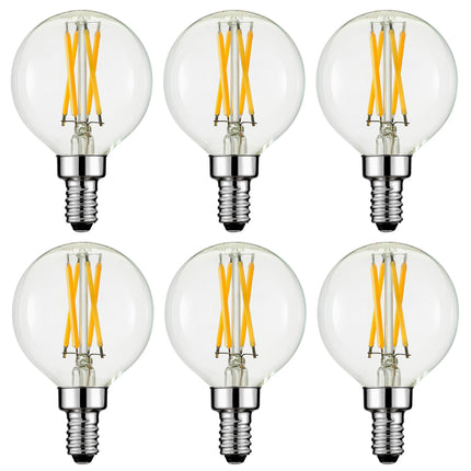 Arberlic G16.5 Light Bulb,4W E12 LED Bulb dimmable Equivalent E12 Candelabra Bulb 40 Watt,Warm White 2700K,400lm,CRI85+,AC120V,Edison Style,Clear Glass,ETL Listed,Pack of 6