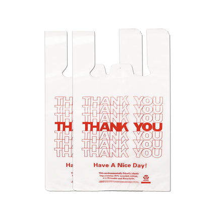 YoYoRain 100 Count White Thank You T-Shirt Bags, 11 x 6 x 21 in