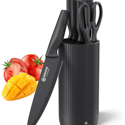 Brewin Knife Set, 8PC Kitchen Knife Set with Universal Block and Scissors