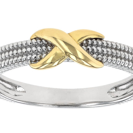 JTV Sterling Silver & 18k Yellow Gold Over Sterling Silver 5mm Polished & Textured Infinity Ring