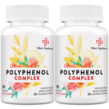 Sihat Sejahtera Polyphenols Supplement - Powerful Antioxidants & Polyphenol for Age Defense, Polyphenol Superfood, Quercetin, Resveratrol, Plant-Based & Energy, Immune Support, 180 Capsules