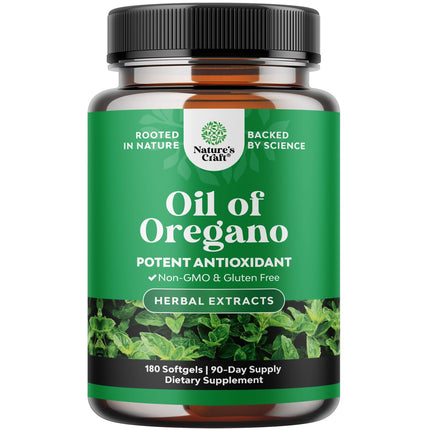 Natures Craft Wild Oregano Oil Softgels - Super Concentrated Oil of Oregano Softgels for Gut and Healthy Heart Health - Detox and Immune Support - Non-GMO - 180 Count