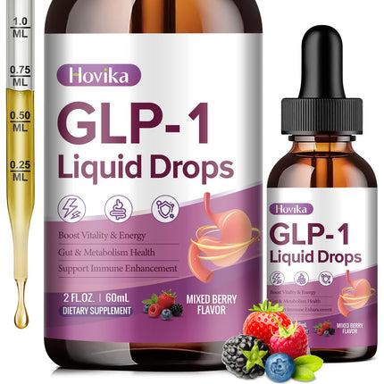 GLP-1 Supplement, GLP-1 Support Liquid Drops with Berberine, Chromium, Ceylon Cinnamon, Green Tea & Hops Flower Extract, GLP-1 Supplement for Gut & Metabolism Health, Vegan, Mixed Berry Flavor 2 Fl Oz