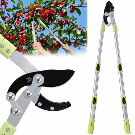 Heavy Duty Hand Loppers Pruning Shears for Gardening,25"-44" Extendable Branch Cutter for Tree Limb Trimming, Lightweight Anvil Lopping Shears for up to 2” Thick Branches Cutters (Green)