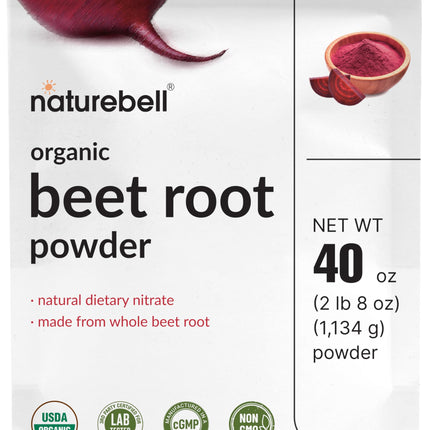 NatureBell Organic Beet Root Powder, 40 oz | Whole Beet Root Source – USDA Organic – Great for Vegan Shakes & Smoothies – Non-GMO, Gluten Free