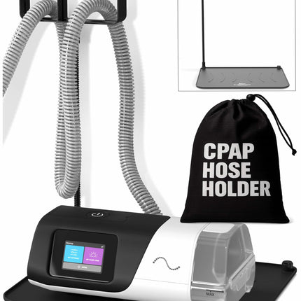 CPAP Protector Mat & CPAP Hose Holder – Bedside Organizer with CPAP Hook for CPAP Mask & Tubing, Keeps CPAP Supplies Neat and Tidy All Night (T-Style Hook)