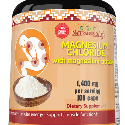 Magnesium Chloride (Cloruro de Magnesio) 1,400 mg per serving high absorption with Magnesium Citrate