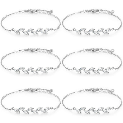Trnayi 6 Pcs Bridesmaid Bracelets Jewelry Bridesmaid Gifts,Silver Leaf
