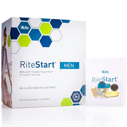 4Life - RiteStart Men - Men’s Multivitamin Supplement with CoQ10, Mushroom Blend, Cellular Support Nutrients, Supports Immune Energy Wellness - 30 Packets