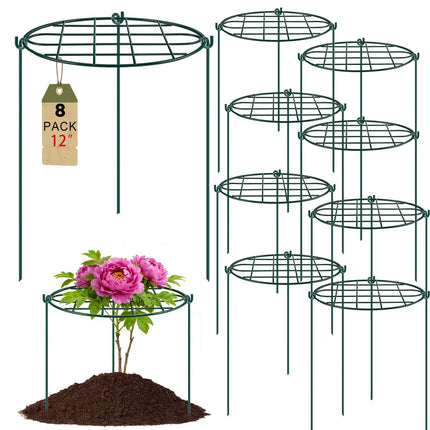 TTQ 8 Pack 12 x 15.7 inch Peony Cages and Supports,Metal Grow Through Plant Supports for Outdoor Plants,Flowers Support Rings Top-Heavy Plant Brace Support Hoop for Vegetables,Rose,Tomato,Orchids