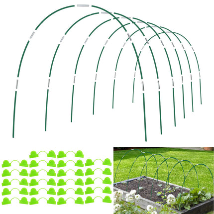 Aierden 36Pcs Garden Hoops for Raised Beds,6 Sets of 8FT Long Greenhouse Hoops Grow Tunnel, Fiberglass Support Hoops Frame for Fabric Netting,DIY Plant Support Garden Stakes for Row Cover