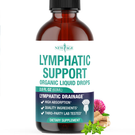 Organic Lymphatic Drainage Drops - All in 1 Organic Lymphatic Drainage Supplement with Burdock Root, Echinacea, Elderberry, Calendula, Cleavers Herb, Dandelion Supports Lymphatic Health - 2 OZ