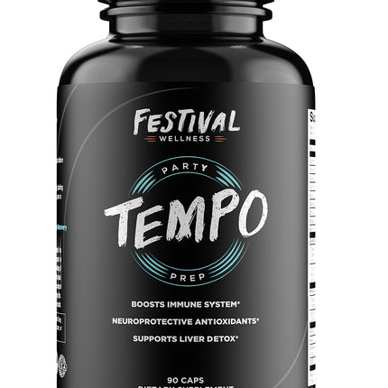 Tempo: Festival Prep | Immune Support | Pre-Festival, Rave, and Party Supplement | Neuroprotective + Boosts Immune System, Supports Liver Detox, Replenishes Electrolytes