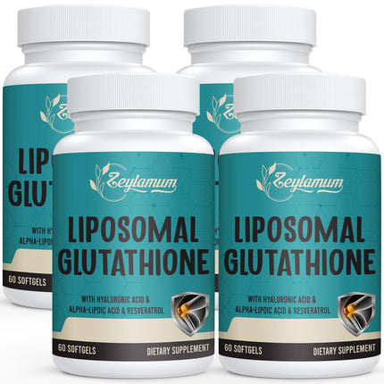 2400 MG Liposomal Glutathione Softgels, Max Absorption, Active Form L-Glutathione Reduced (GSH), with Hyaluronic Acid, Resveratrol, Master Antioxidants for Detox, Brain, Immune System, 240 Softgels