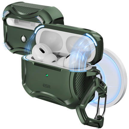 ESR for AirPods Pro 2nd Generation Case, Compatible with Airpods Pro Case 2nd/1st Gen (2023/2022/2019), Compatible with MagSafe, Powerful Drop Protection, Magnetic Lid, Green