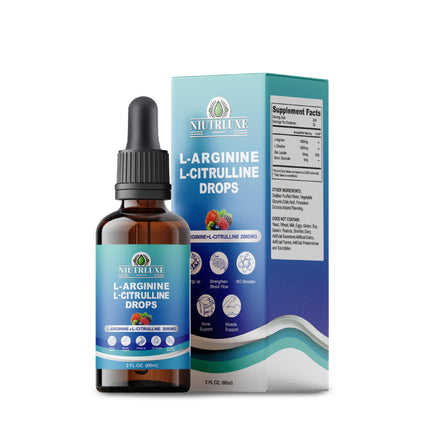 NIUTRLUXE L-Citrulline L-Arginine Drops Liquid for Men with Boron and Zinc, Sublingual L Citrulline L Arginine Supplement, Vegan, Non-GMO, 60ml