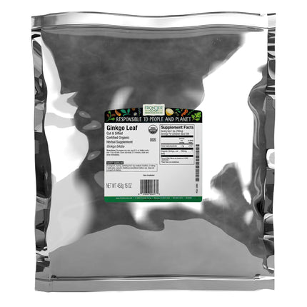 Frontier Co-op Organic Ginkgo Leaf, 1lb Bulk Bag, Cut and Sifted | Dried Ginkgo Biloba Leaf | Ideal for Tea and Herbal Uses, Kosher