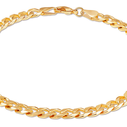 Barzel 18K Gold Plated Curb Link Anklet For Women, 10 Inches - Made In Brazil