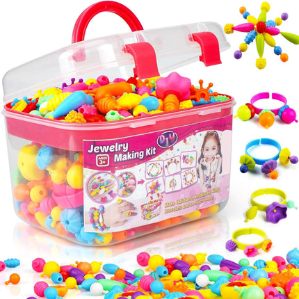 FUNZBO 520+ Pop Beads, Jewelry Making Kit for Kids Girls 3-6 Birthday Gifts
