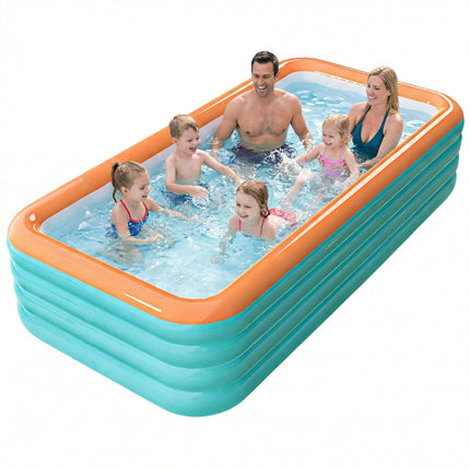 120" Inflatable Pool for Kids & Family, 4-Layer Thickened Blow Up Pool (Stronger Than 3-Layer), 0.32mm Heavy Duty PVC, Durable Swimming Pool for Adults, Kids & Pets Backyard Summer Orange