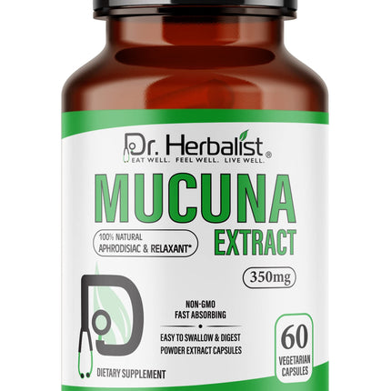 Dr. HERBALIST Mucuna Pruriens Extract 350mg - 60 Vegan Capsules | Non-GMO | Fast Absorbing | Vegetarian