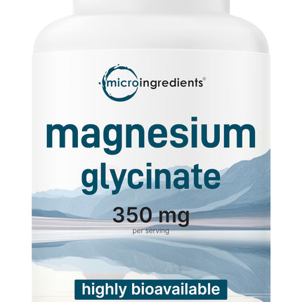 Micro Ingredients Magnesium Glycinate 350mg Per Serving, 240 Veggie Capsules | Potent Elemental Form, 100% Chelated, Highly Bioavailable | Healthy Muscle, Bones, & Mood Support Supplement | Non-GMO