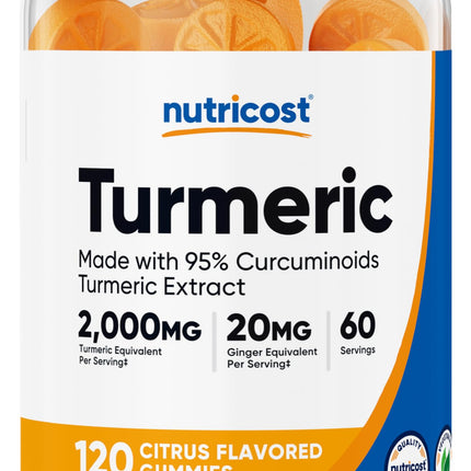 Nutricost Turmeric Gummies 2,000mg Tumeric per Serving (120 Gummies) - 60 Servings