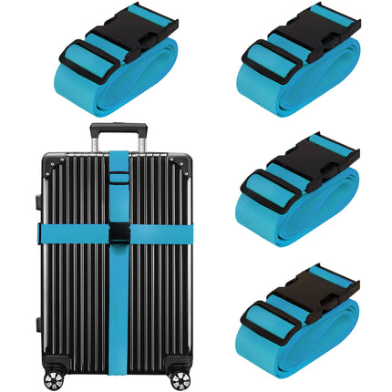Luggage Straps for Suitcases TSA Approved Travel Belt 8 Pack by Chelmon (Sky Blue)