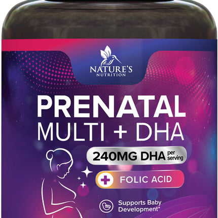 Prenatal Vitamins for Women with Folic Acid + Omega 3 DHA for Fetal Brain Development, Best Prenatal Vitamin Supplement, Daily Pregnancy Multivitamin Nutritional Support, Non-GMO - 120 Softgels