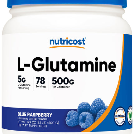 Nutricost L-Glutamine Powder (500 Grams) (Blue Raspberry)