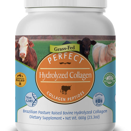 Perfect Supplements – Unflavored Hydrolyzed Collagen Powder for Men and Women - Collagen Peptides - Mix in Hot Cold Liquids, Grass Fed, Easy Absorption, 660 Grams
