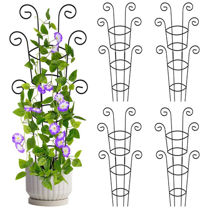 QIAOKAIYAN 4 Pack 30 Inch Tall Metal Plant Trellis for Climbing Plants Indoor - Rustproof Garden Trellis for Potted Houseplants, Sturdy Support for Ivy, Pothos, Monstera, Hoya & Flower Vines