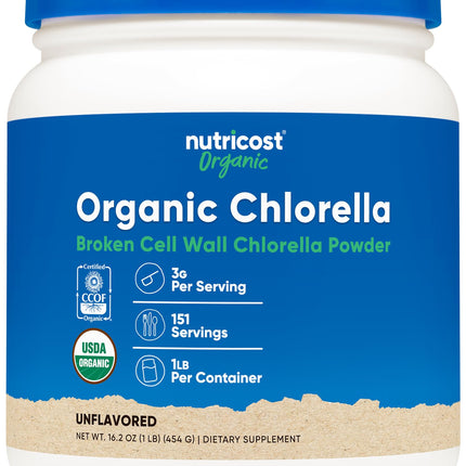 Nutricost Organic Chlorella Powder 16oz (1LB) - 3g Per Serving