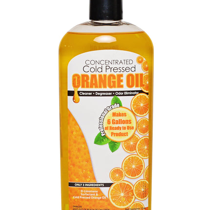 Cold Pressed Orange Oil Concentrate |12-ounce Professional Grade All-Purpose Citrus Cleaner, Degreaser & Pet Odor Eliminator Blend | Dilutes to 6 Gallons of Finished Product | Home and Outdoor Use