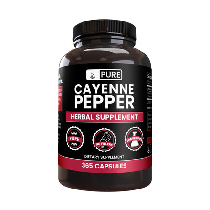 PURE ORIGINAL INGREDIENTS Cayenne Pepper (365 Capsules) No Magnesium Or Rice Fillers, Pure, Lab Verified