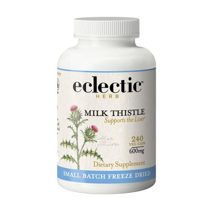 Eclectic Herb - Organic Milk Thistle Supplement | Silymarin Supplement Capsules | Liver Support, Detox, Cleanse + Maintain | US-Grown, Vegan, Non-GMO, Gluten Free (240 CT | 600 mg)