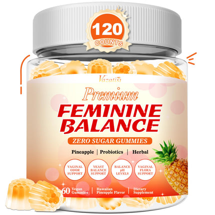 Vazatisi 120 Count | Feminine Balance Gummies for Women’s | Pineapple Gummies for Women PH Balance, Healthy Odor, Yeast Balance & Flora | Vegetarian Friendly, Sugar Free