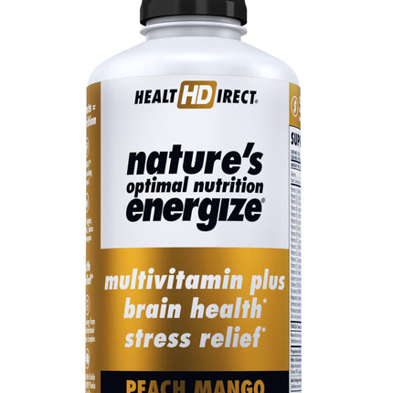 HEALTH DIRECT - Nature's Optimal Nutrition Energize Liquid Multivitamin Superfood - 140+ Nutrients - Mental Clarity & Energy - Immune & Cardiovascular Support – 30 Servings – Peach Mango