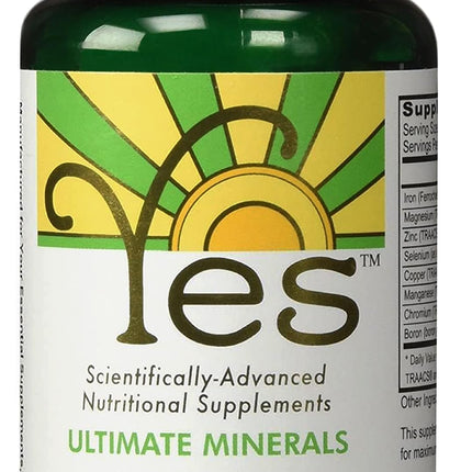 YES Chelated Magnesium & Zinc Multimineral Supplement – Iron, Selenium, Chromium & Boron (TRAACS®) – High Absorption for Energy, Immune, Bone & Sleep Support – 60 Vegan Capsules